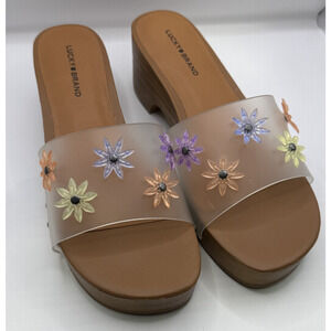 Lucky Brand Women's Fallyn Platform Sandal Clear Flower Jelly Strap SZ 8.5
